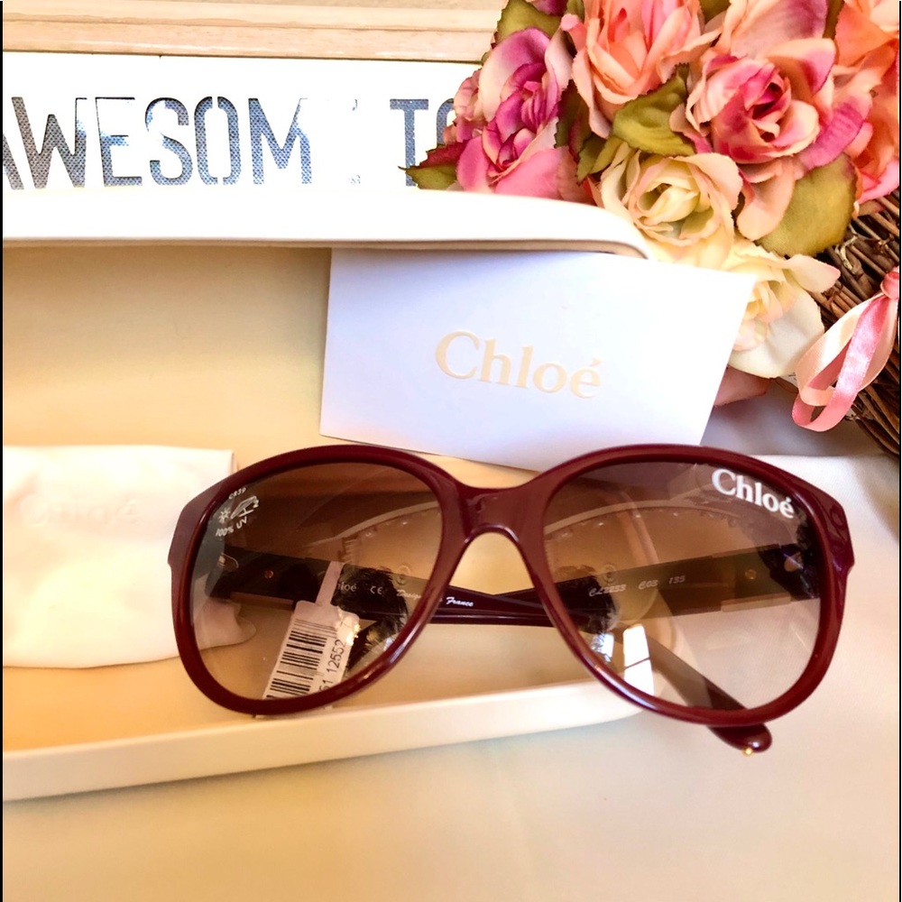 Authentic Chloe Sunglasses, Burgundy- CL223303